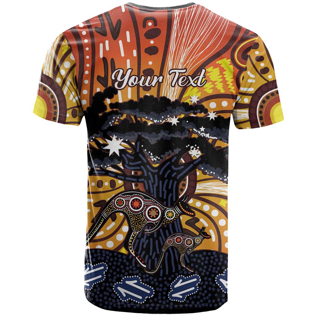 Australia Mother's Day Personalised T Shirt Kangaroo With Aboriginal Tree Art