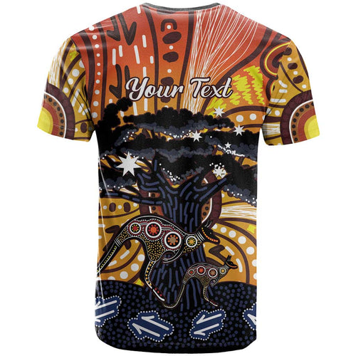 Australia Mother's Day Personalised T Shirt Kangaroo With Aboriginal Tree Art