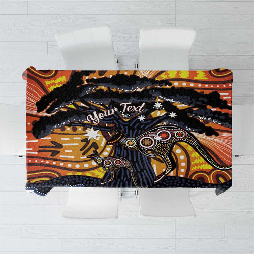 Australia Mother's Day Personalised Tablecloth Kangaroo With Aboriginal Tree Art