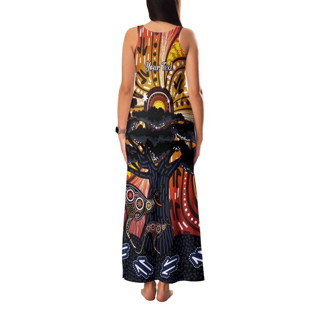 Australia Mother's Day Personalised Tank Maxi Dress Kangaroo With Aboriginal Tree Art