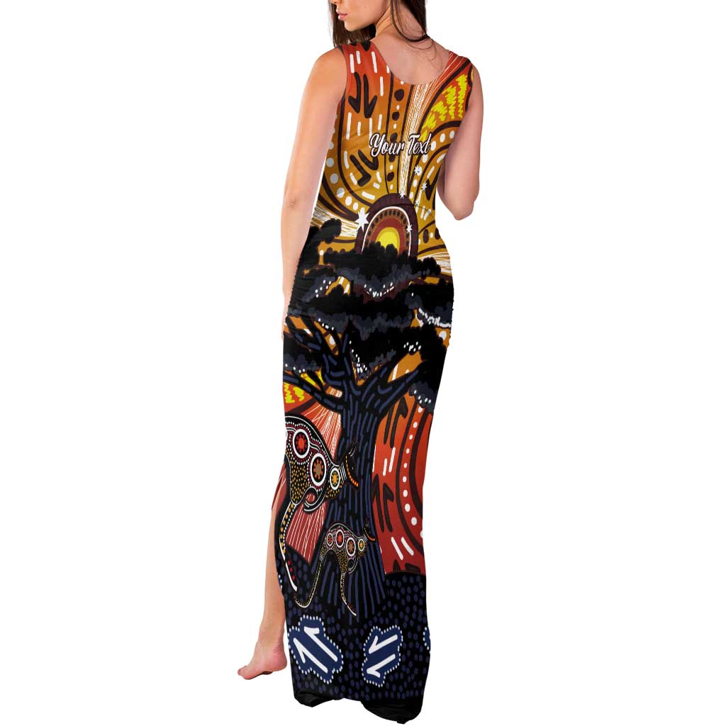 Australia Mother's Day Personalised Tank Maxi Dress Kangaroo With Aboriginal Tree Art