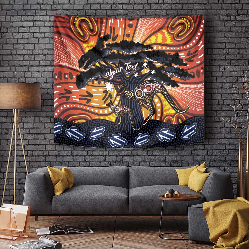Australia Mother's Day Personalised Tapestry Kangaroo With Aboriginal Tree Art