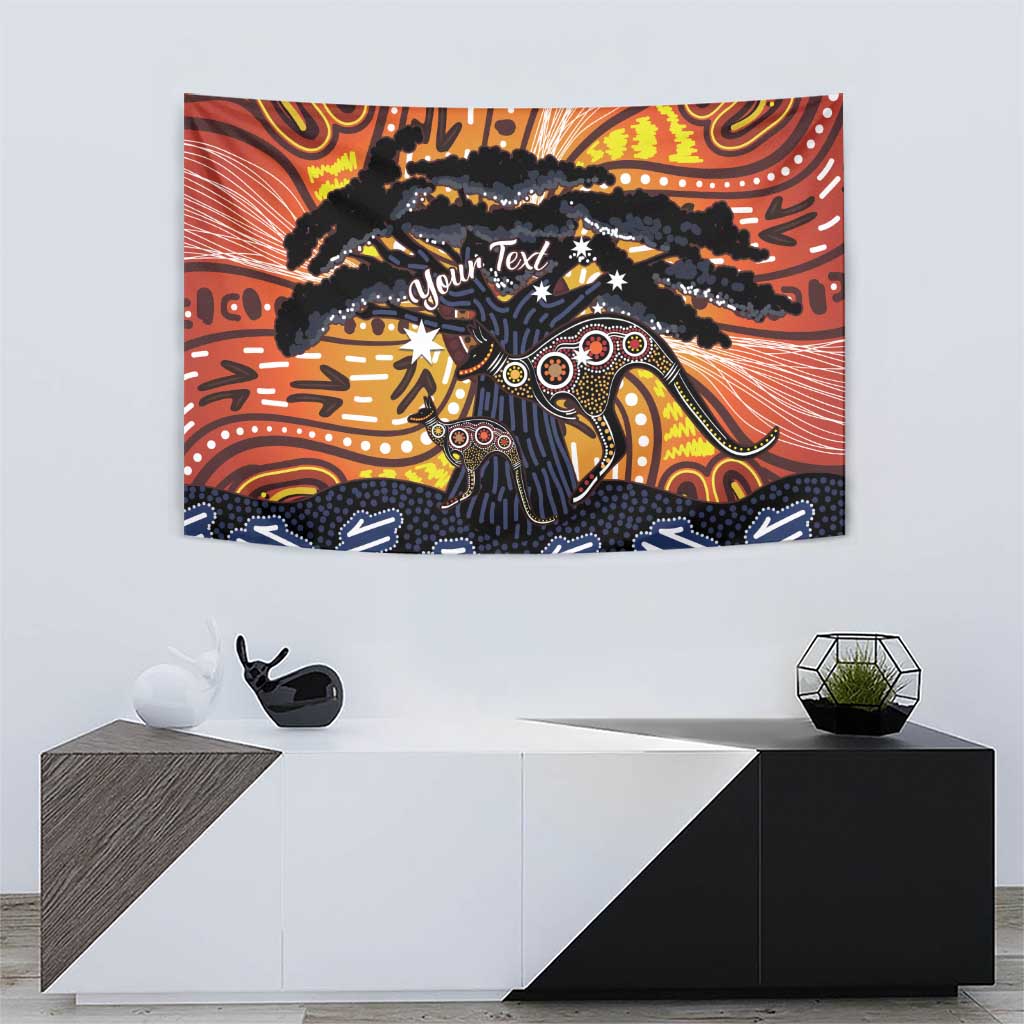 Australia Mother's Day Personalised Tapestry Kangaroo With Aboriginal Tree Art