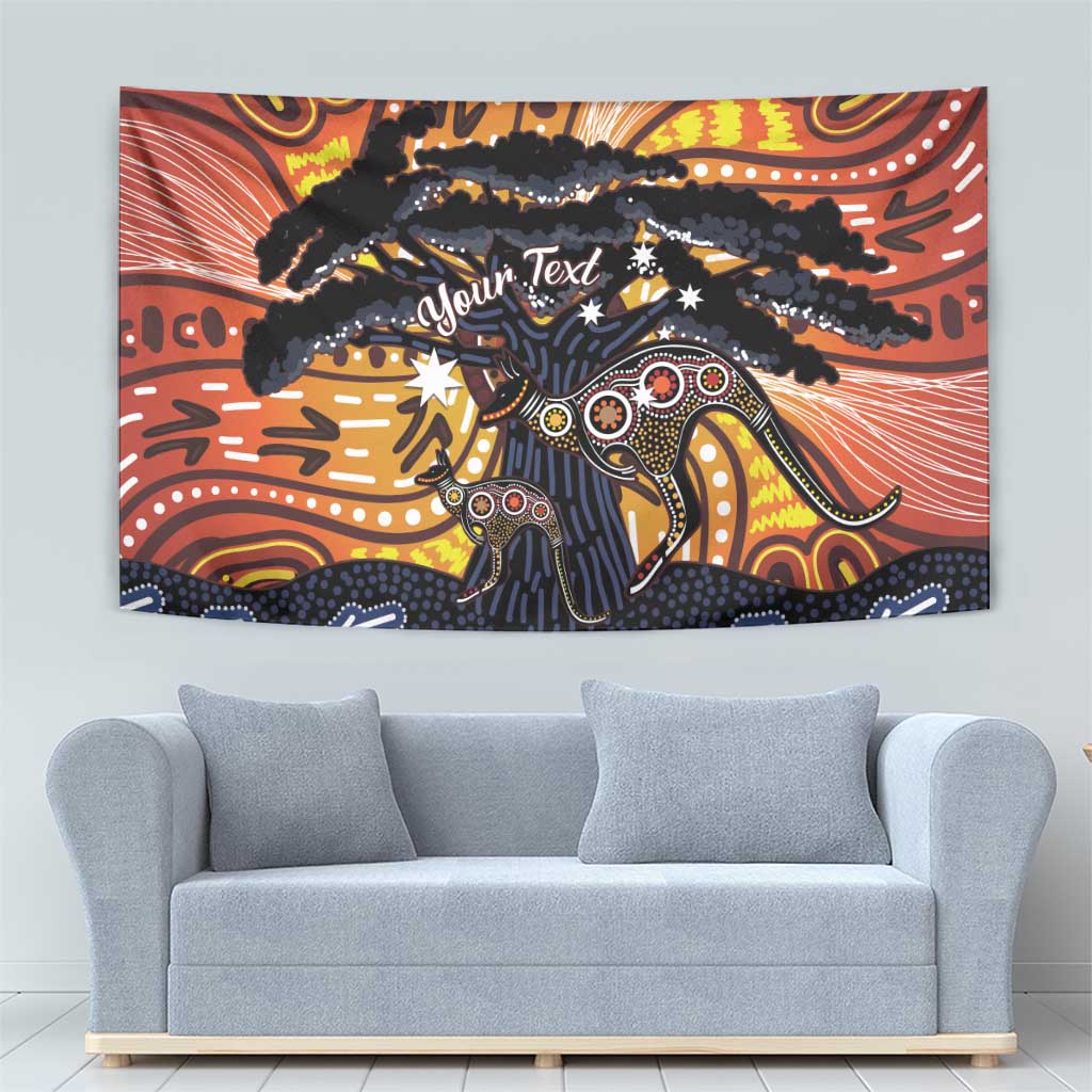 Australia Mother's Day Personalised Tapestry Kangaroo With Aboriginal Tree Art
