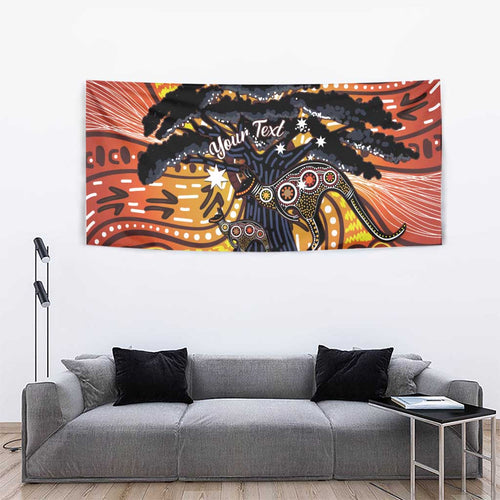 Australia Mother's Day Personalised Tapestry Kangaroo With Aboriginal Tree Art