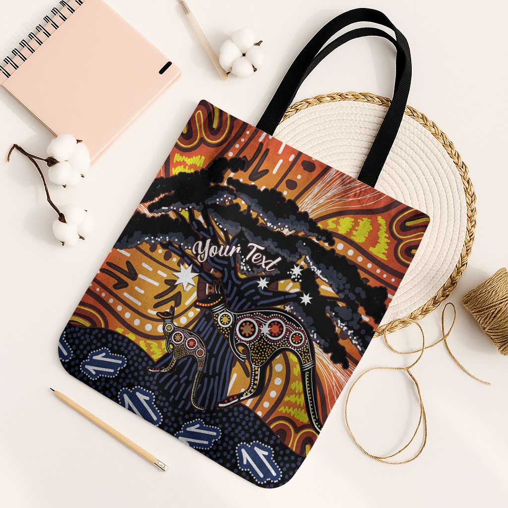 Australia Mother's Day Personalised Tote Bag Kangaroo With Aboriginal Tree Art