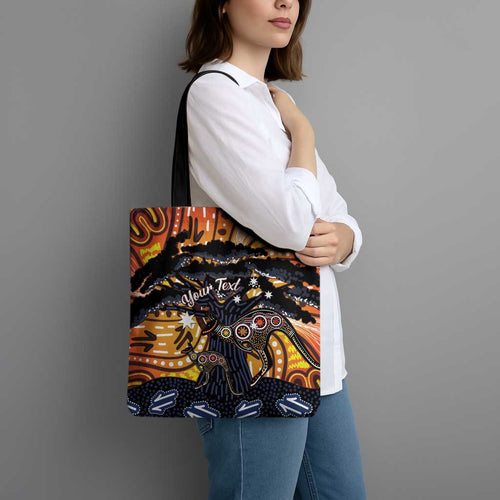 Australia Mother's Day Personalised Tote Bag Kangaroo With Aboriginal Tree Art