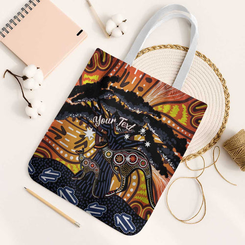 Australia Mother's Day Personalised Tote Bag Kangaroo With Aboriginal Tree Art