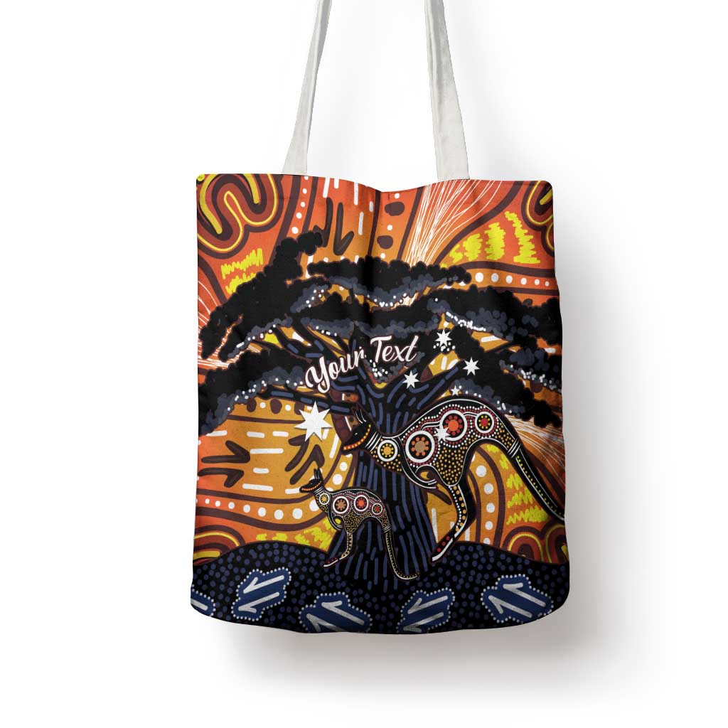 Australia Mother's Day Personalised Tote Bag Kangaroo With Aboriginal Tree Art