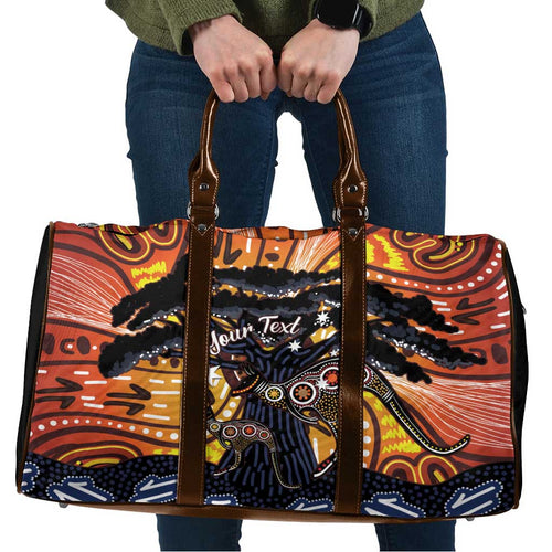 Australia Mother's Day Personalised Travel Bag Kangaroo With Aboriginal Tree Art