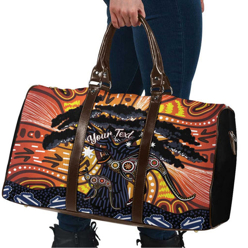 Australia Mother's Day Personalised Travel Bag Kangaroo With Aboriginal Tree Art