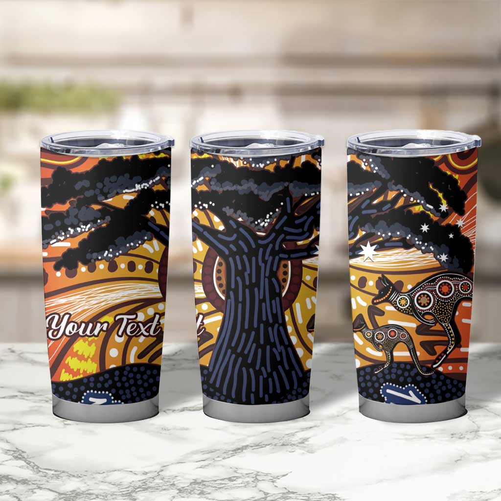 Australia Mother's Day Personalised Tumbler Cup Kangaroo With Aboriginal Tree Art
