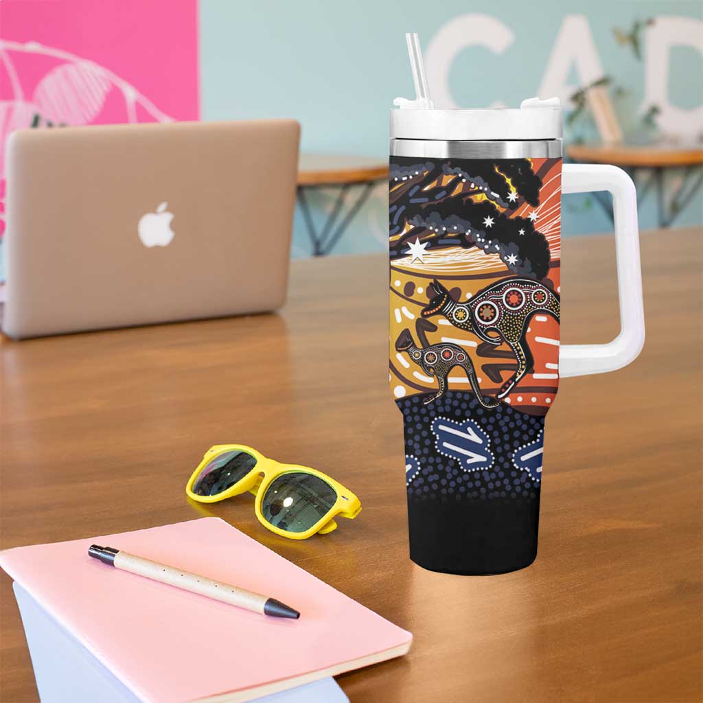 Australia Mother's Day Personalised Tumbler With Handle Kangaroo With Aboriginal Tree Art