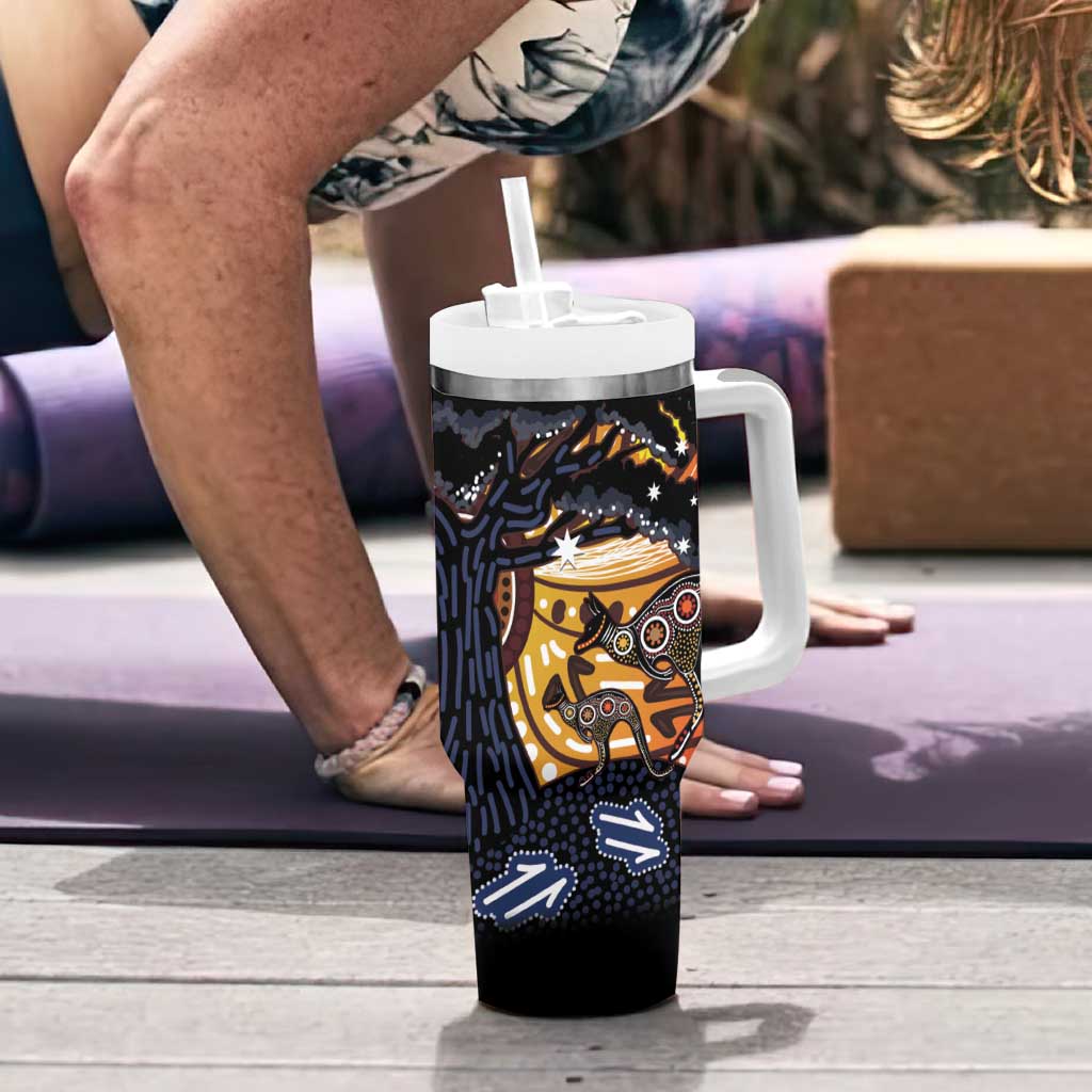 Australia Mother's Day Personalised Tumbler With Handle Kangaroo With Aboriginal Tree Art