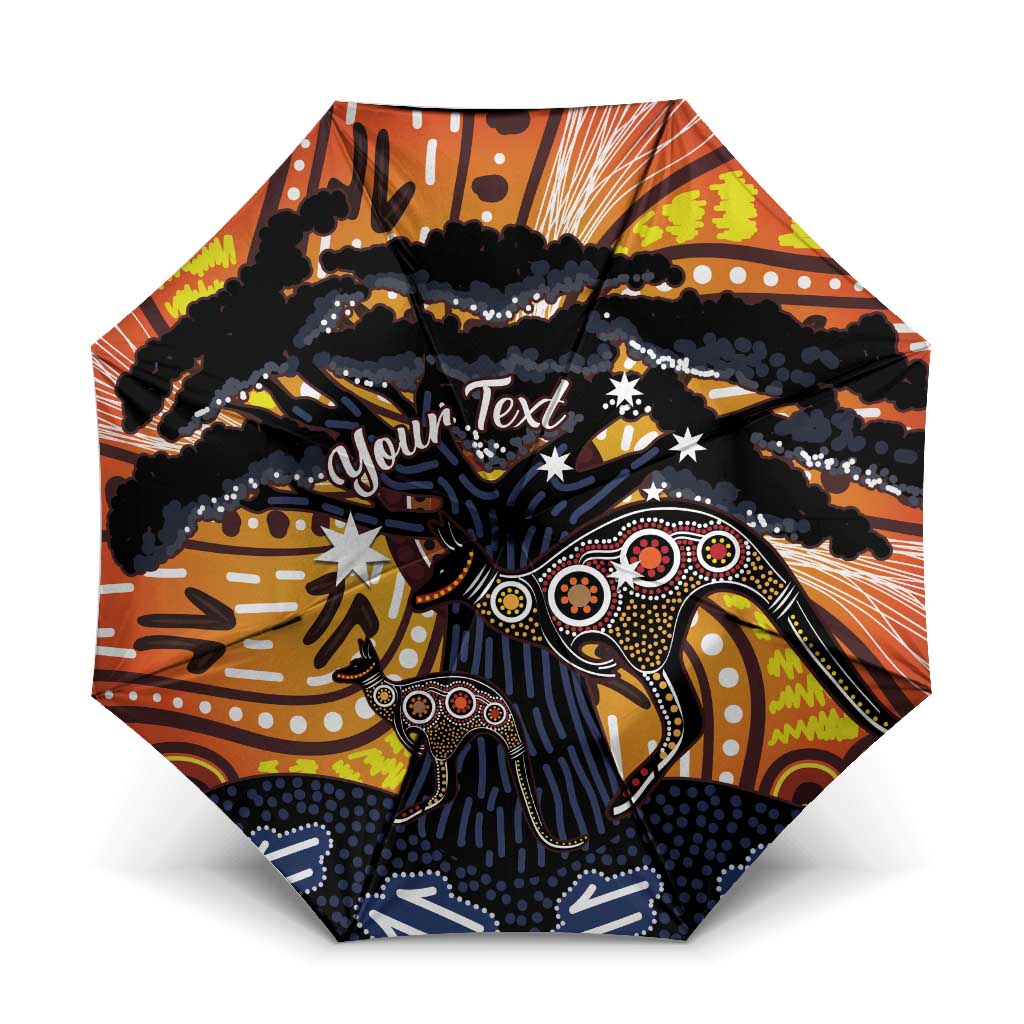 Australia Mother's Day Personalised Umbrella Kangaroo With Aboriginal Tree Art