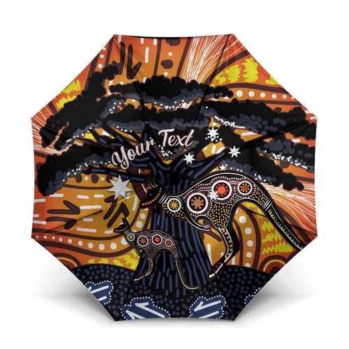 Australia Mother's Day Personalised Umbrella Kangaroo With Aboriginal Tree Art