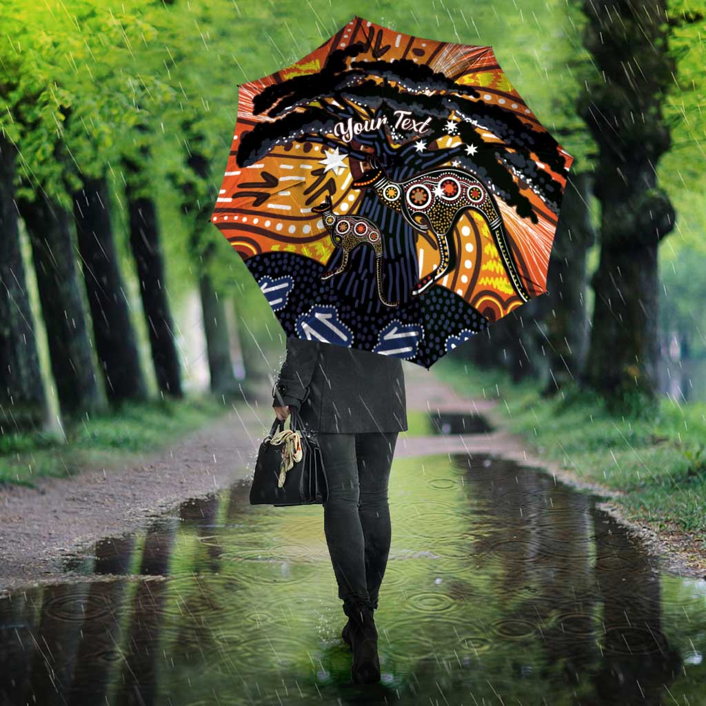 Australia Mother's Day Personalised Umbrella Kangaroo With Aboriginal Tree Art