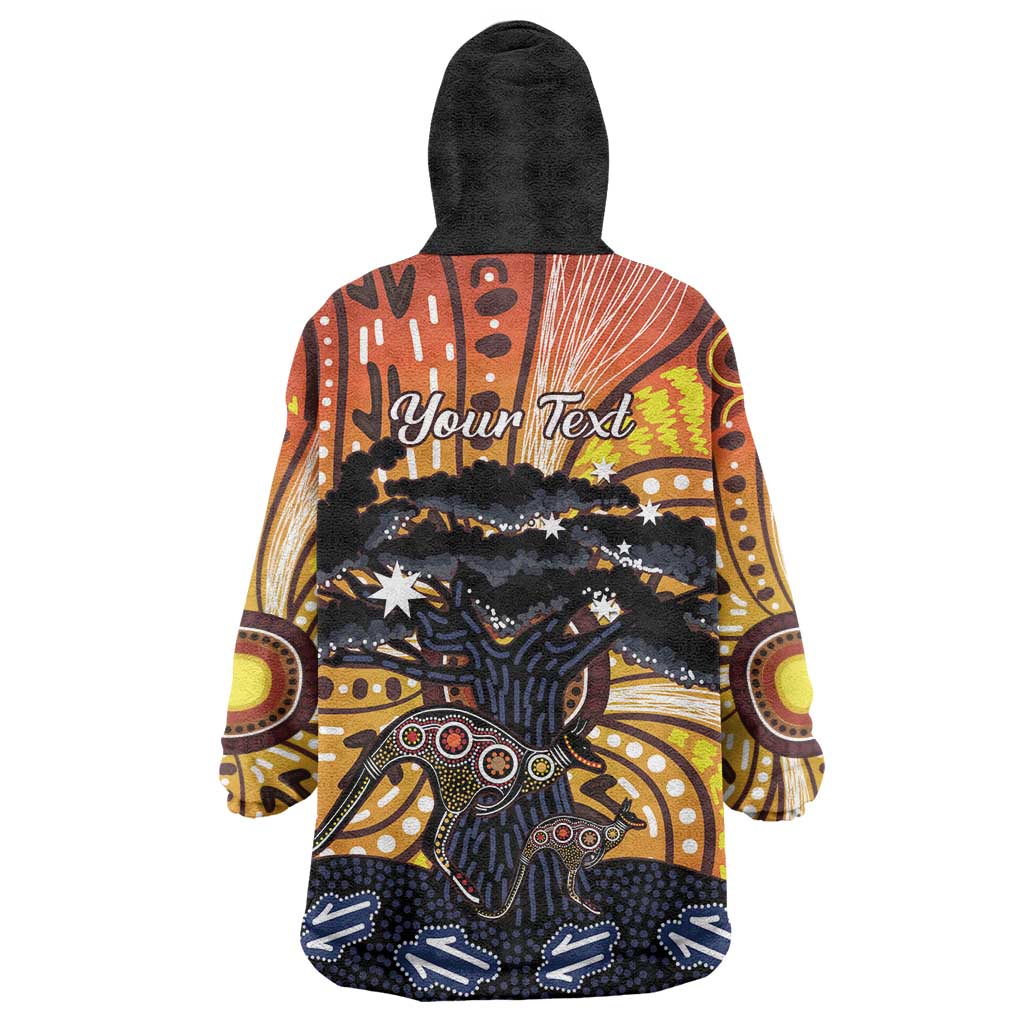 Australia Mother's Day Personalised Wearable Blanket Hoodie Kangaroo With Aboriginal Tree Art