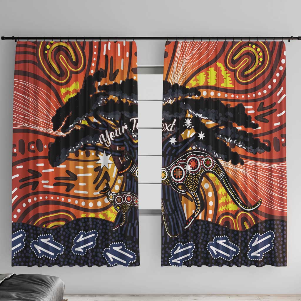 Australia Mother's Day Personalised Window Curtain Kangaroo With Aboriginal Tree Art