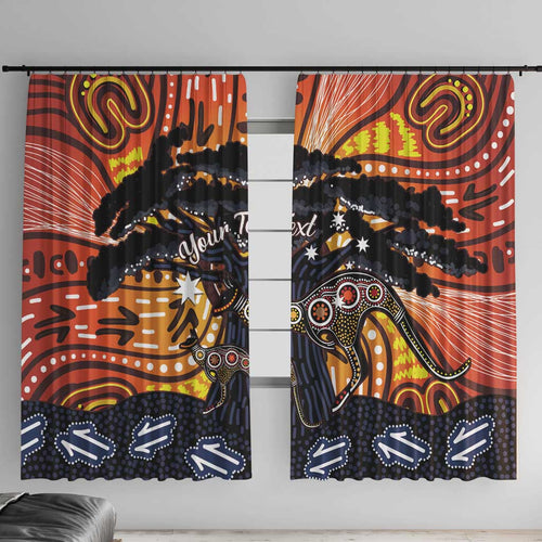 Australia Mother's Day Personalised Window Curtain Kangaroo With Aboriginal Tree Art