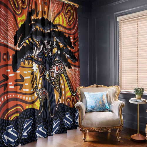 Australia Mother's Day Personalised Window Curtain Kangaroo With Aboriginal Tree Art