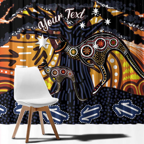 Australia Mother's Day Personalised Window Curtain Kangaroo With Aboriginal Tree Art
