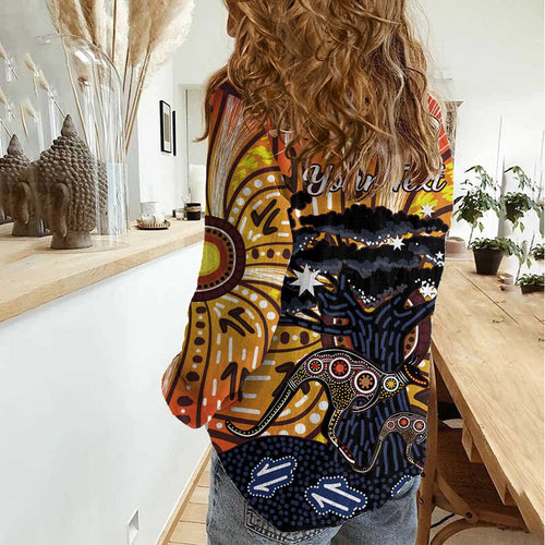 Australia Mother's Day Personalised Women Casual Shirt Kangaroo With Aboriginal Tree Art
