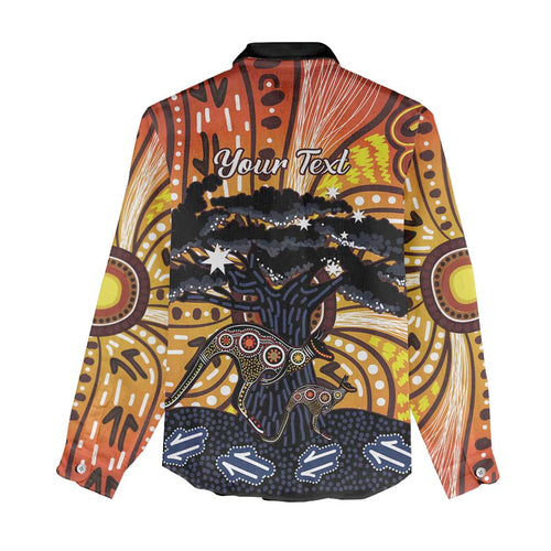 Australia Mother's Day Personalised Women Casual Shirt Kangaroo With Aboriginal Tree Art
