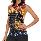 Australia Mother's Day Personalised Women Sleeveless Polo Shirt Kangaroo With Aboriginal Tree Art