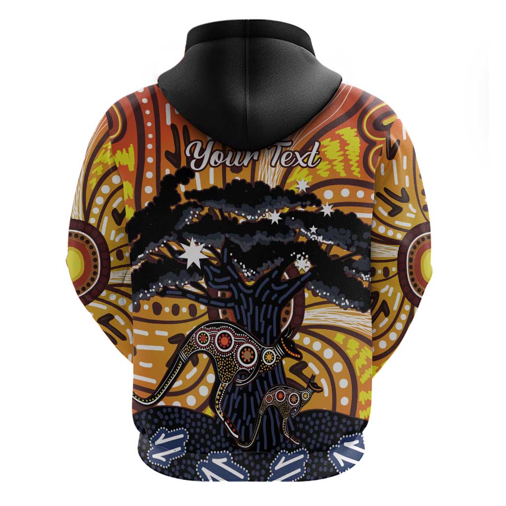 Australia Mother's Day Personalised Zip Hoodie Kangaroo With Aboriginal Tree Art