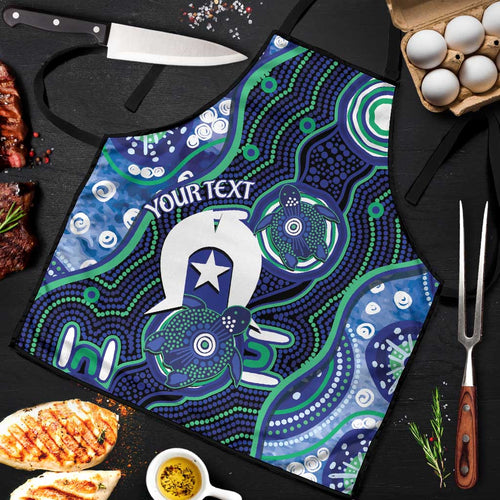 Personalised Torres Strait Islander Flag Day Apron Aboriginal Sea Turtle And Dhari