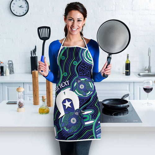 Personalised Torres Strait Islander Flag Day Apron Aboriginal Sea Turtle And Dhari