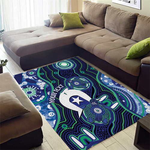 Personalised Torres Strait Islander Flag Day Area Rug Aboriginal Sea Turtle And Dhari