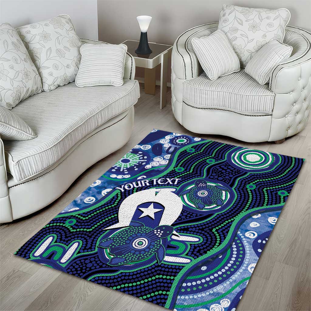 Personalised Torres Strait Islander Flag Day Area Rug Aboriginal Sea Turtle And Dhari