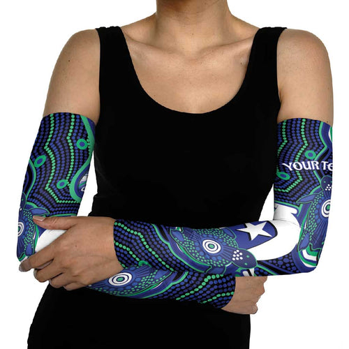 Personalised Torres Strait Islander Flag Day Arm Sleeves Aboriginal Sea Turtle And Dhari