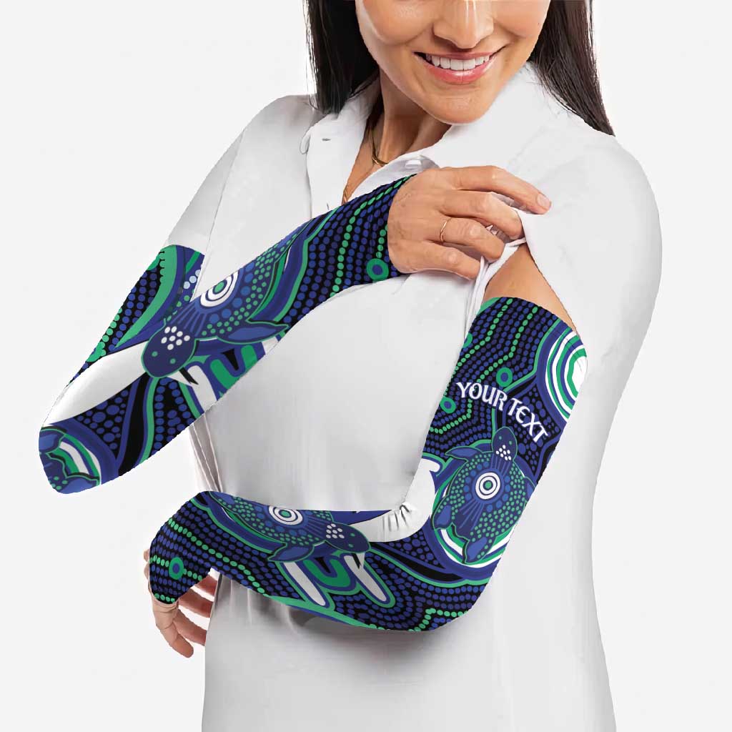 Personalised Torres Strait Islander Flag Day Arm Sleeves Aboriginal Sea Turtle And Dhari