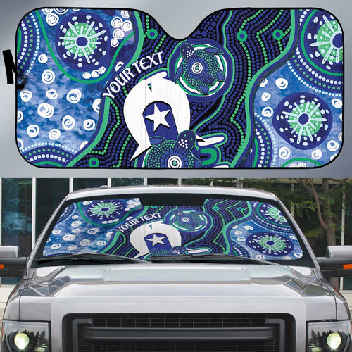 Personalised Torres Strait Islander Flag Day Auto Sun Shade Aboriginal Sea Turtle And Dhari