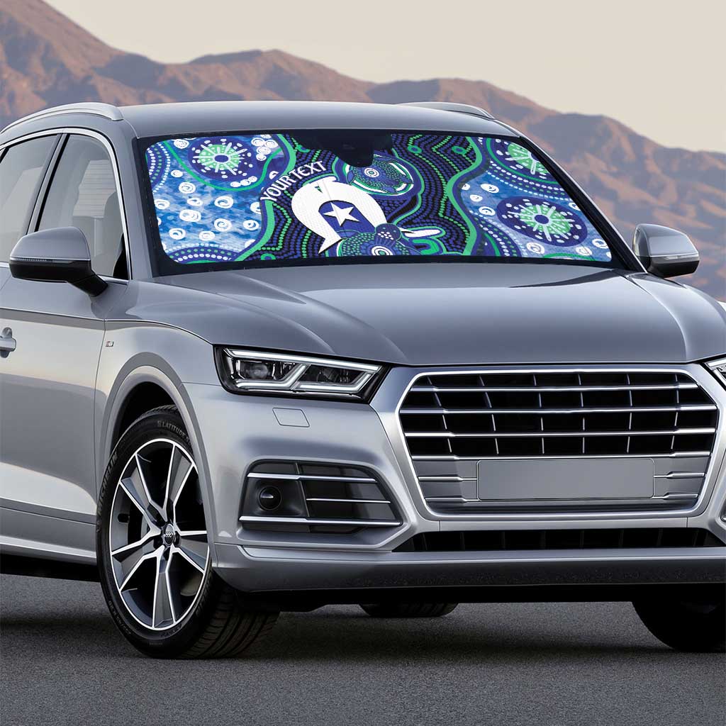 Personalised Torres Strait Islander Flag Day Auto Sun Shade Aboriginal Sea Turtle And Dhari
