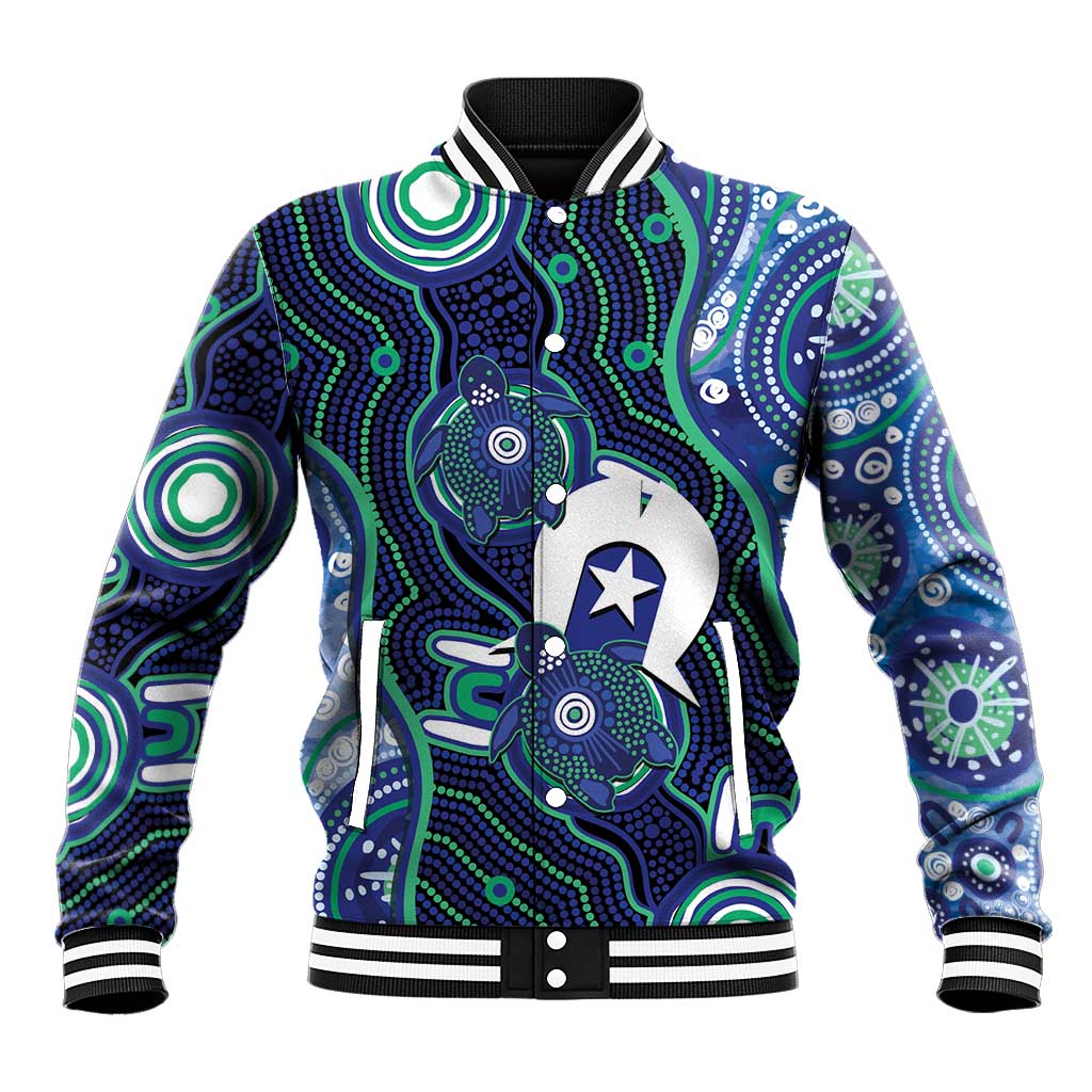 Personalised Torres Strait Islander Flag Day Baseball Jacket Aboriginal Sea Turtle And Dhari