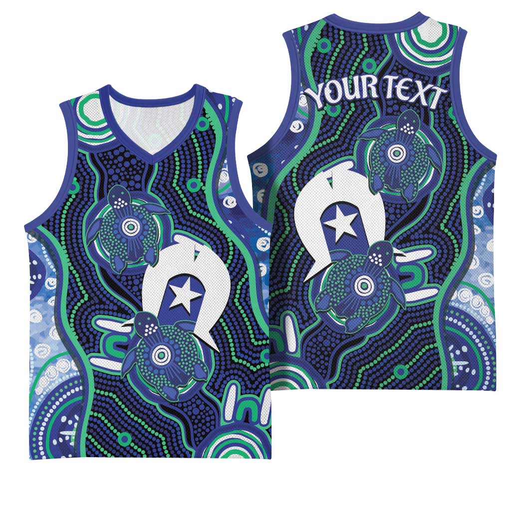 Personalised Torres Strait Islander Flag Day Basketball Jersey Aboriginal Sea Turtle And Dhari