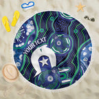 Personalised Torres Strait Islander Flag Day Beach Blanket Aboriginal Sea Turtle And Dhari
