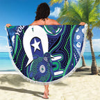 Personalised Torres Strait Islander Flag Day Beach Blanket Aboriginal Sea Turtle And Dhari