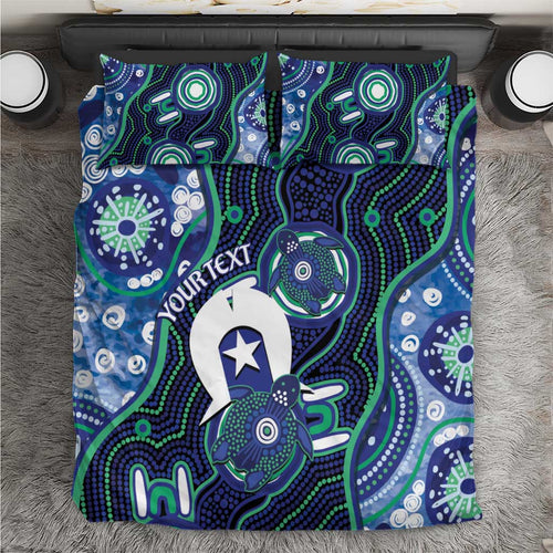 Personalised Torres Strait Islander Flag Day Bedding Set Aboriginal Sea Turtle And Dhari