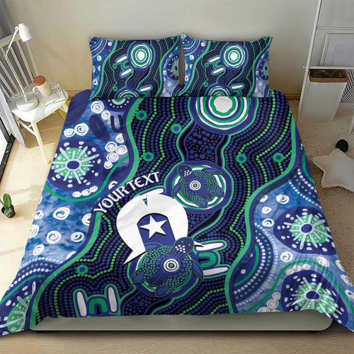 Personalised Torres Strait Islander Flag Day Bedding Set Aboriginal Sea Turtle And Dhari