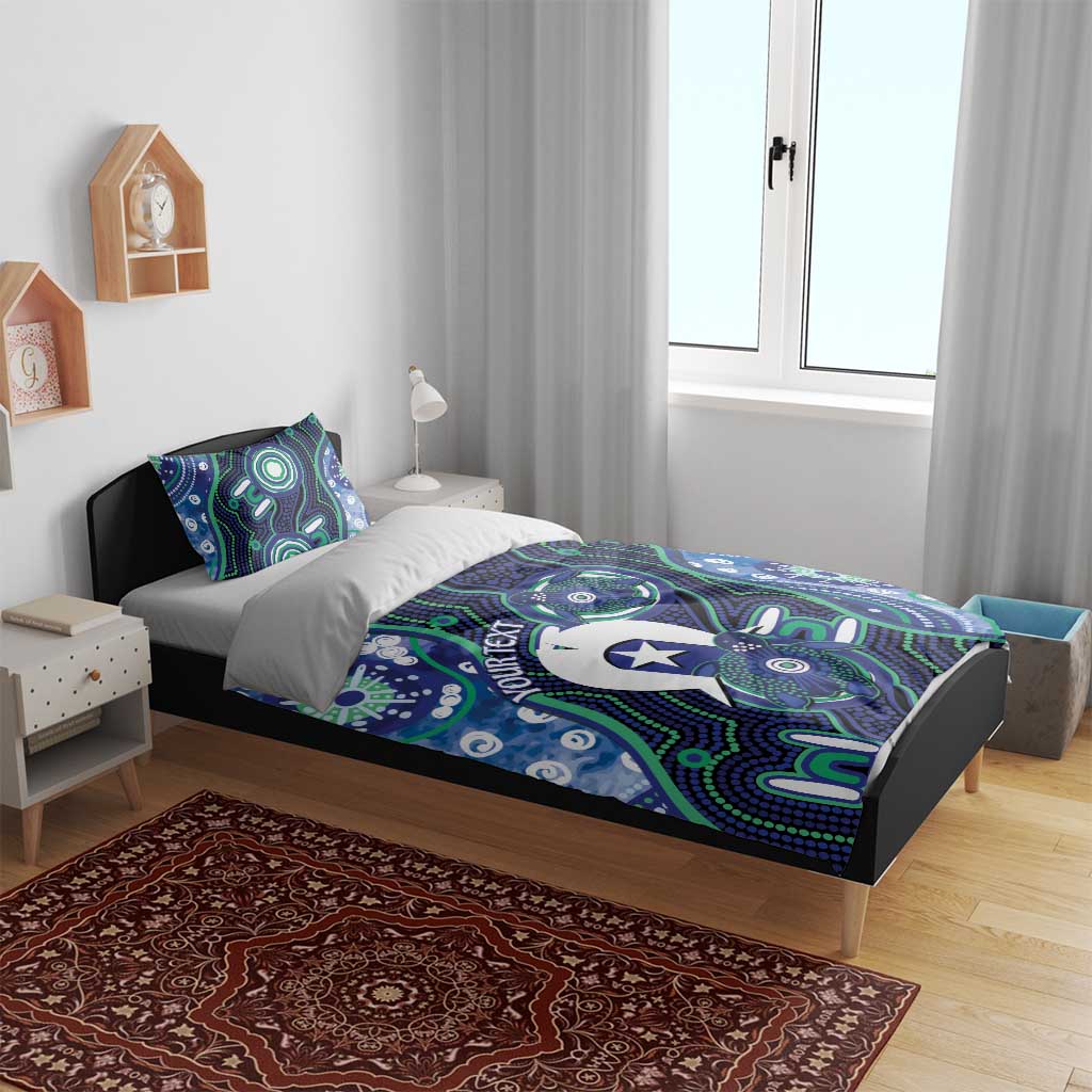 Personalised Torres Strait Islander Flag Day Bedding Set Aboriginal Sea Turtle And Dhari