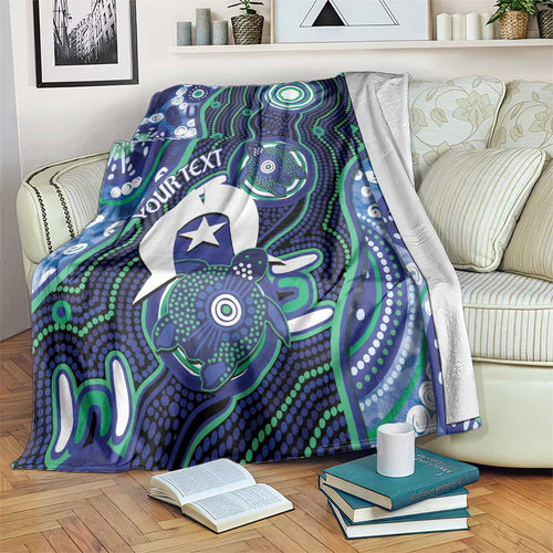 Personalised Torres Strait Islander Flag Day Blanket Aboriginal Sea Turtle And Dhari