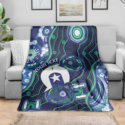 Personalised Torres Strait Islander Flag Day Blanket Aboriginal Sea Turtle And Dhari