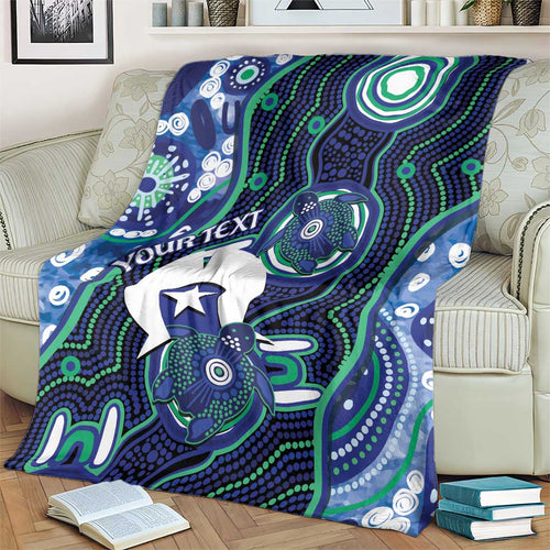 Personalised Torres Strait Islander Flag Day Blanket Aboriginal Sea Turtle And Dhari