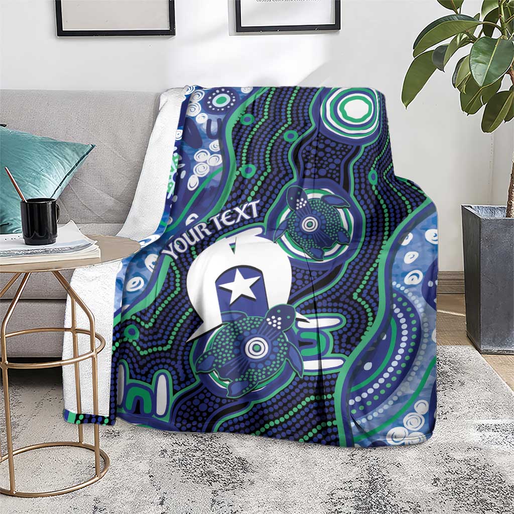 Personalised Torres Strait Islander Flag Day Blanket Aboriginal Sea Turtle And Dhari