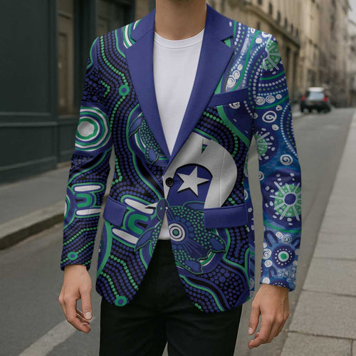 Personalised Torres Strait Islander Flag Day Blazer Aboriginal Sea Turtle And Dhari